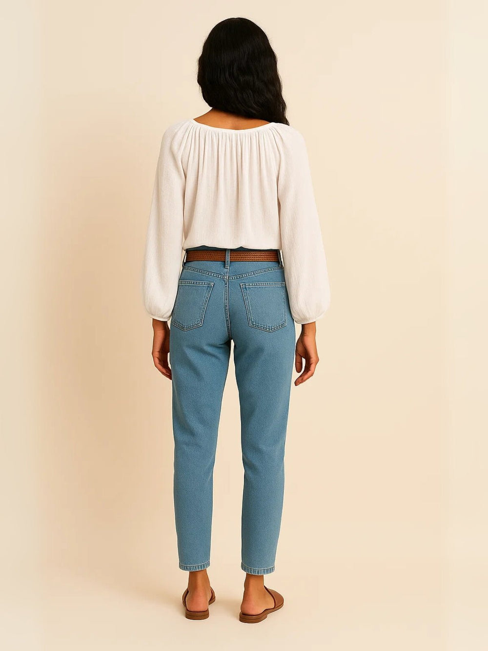 Femme portant Blouse Solémia | Blouse bohème à col noué