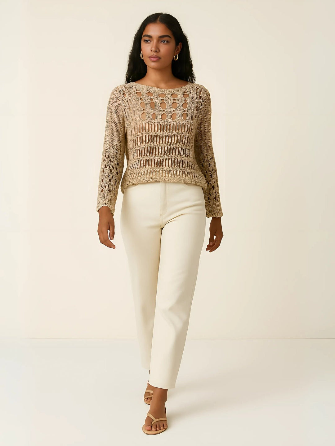 Femme portant Blouse Sorellia | Top ajouré bohème chic
