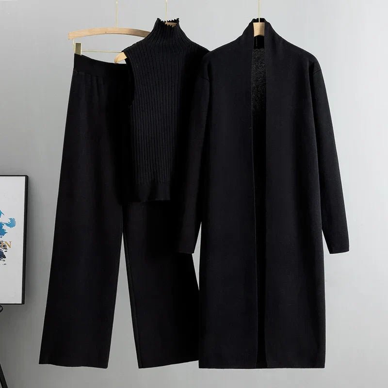 Femme portant Ensemble Thalinea | Ensemble Tricoté Trois Pièces Pour Femmes