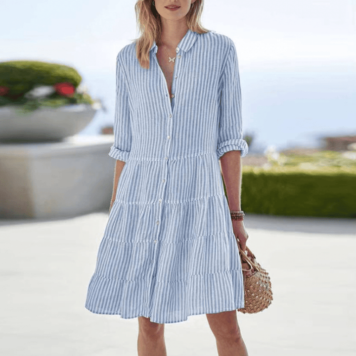 Femme portant Robes Velorina | Robe Boutonnée Élégante Pour Femmes