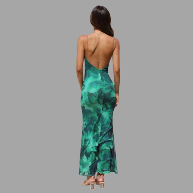 Femme portant Robes Velrisse | Élégante robe longue pour femmes | Vert