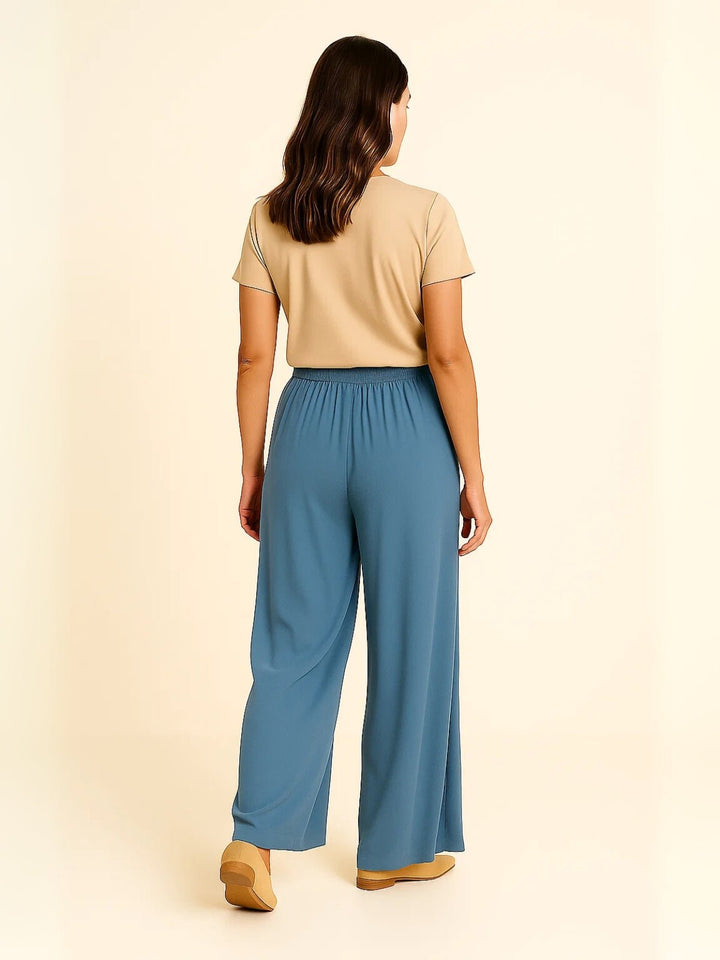 Femme portant Pantalon Large Velyssa | Pantalon large taille haute fluide