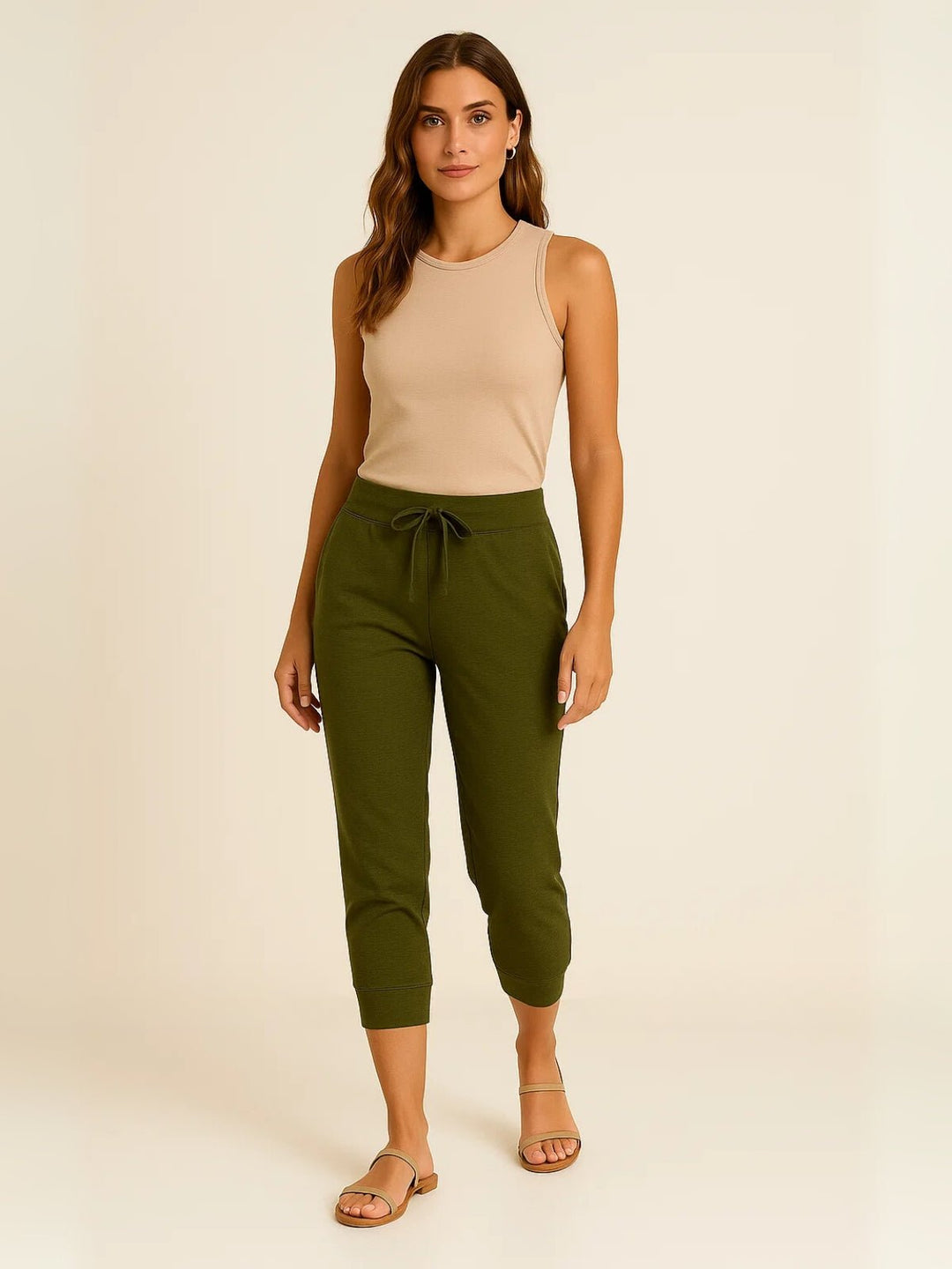 Femme portant Jogging Yaléna | Pantalon sport à lacets stretch