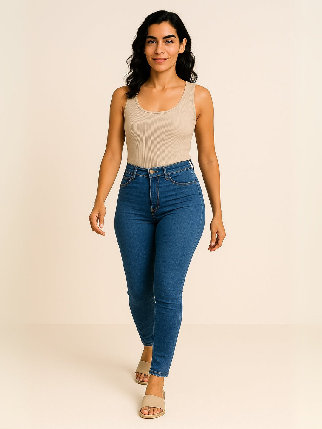 Femme portant Jeans Yselda | Jean Taille Haute Sculptant