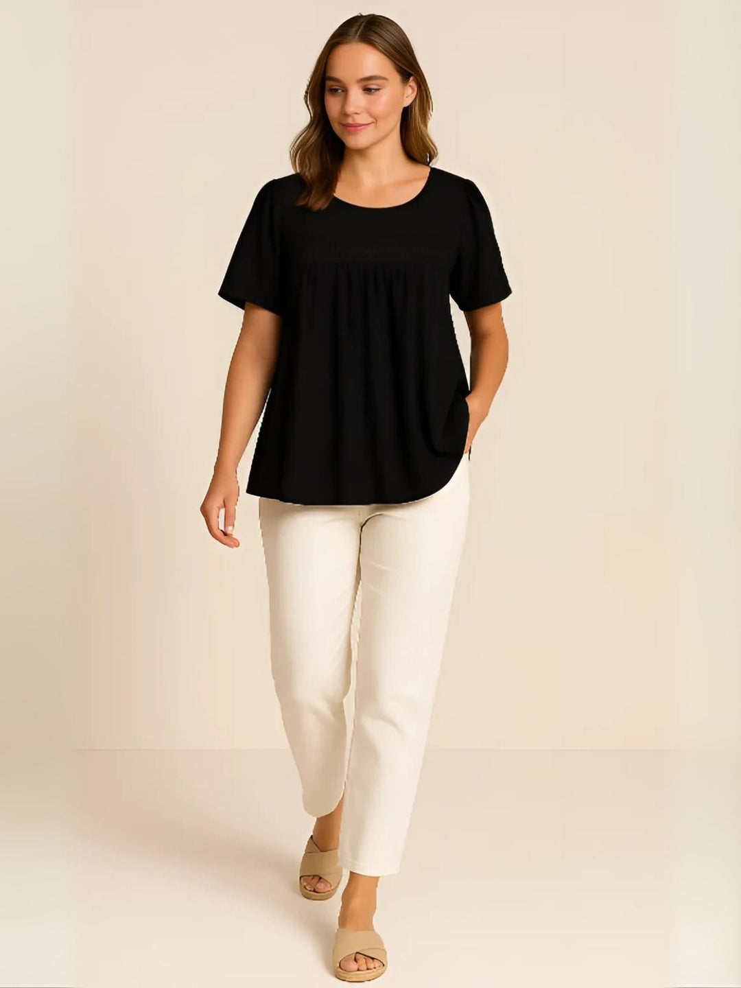 Femme portant Blouse Ysoline | Blouse à volants manches longues