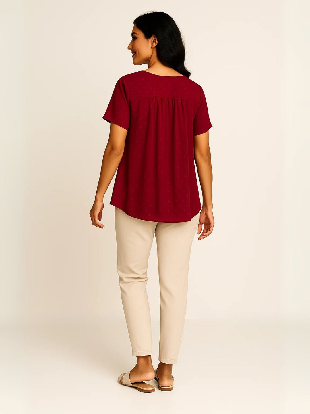 Femme portant Blouse Ysoline | Blouse à volants manches longues