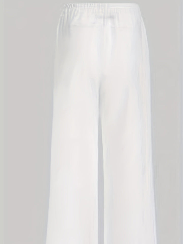 Femme portant Pantalon En Lin Ysoria | Pantalon fluide à fleurs brodées
