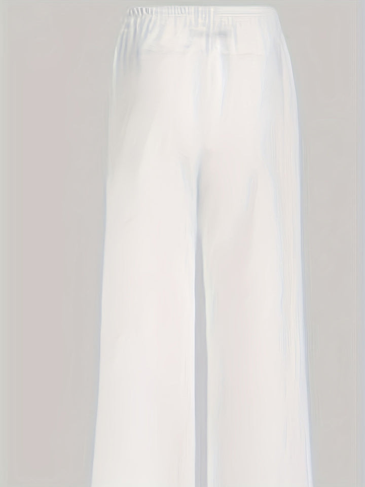 Femme portant Pantalon En Lin Ysoria | Pantalon fluide à fleurs brodées