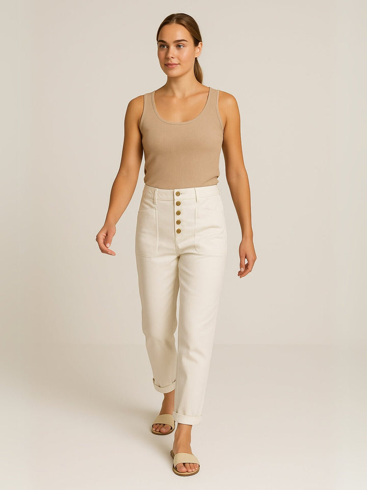 Femme portant Pantalon en lin Zelina | Pantalon en lin ajusté