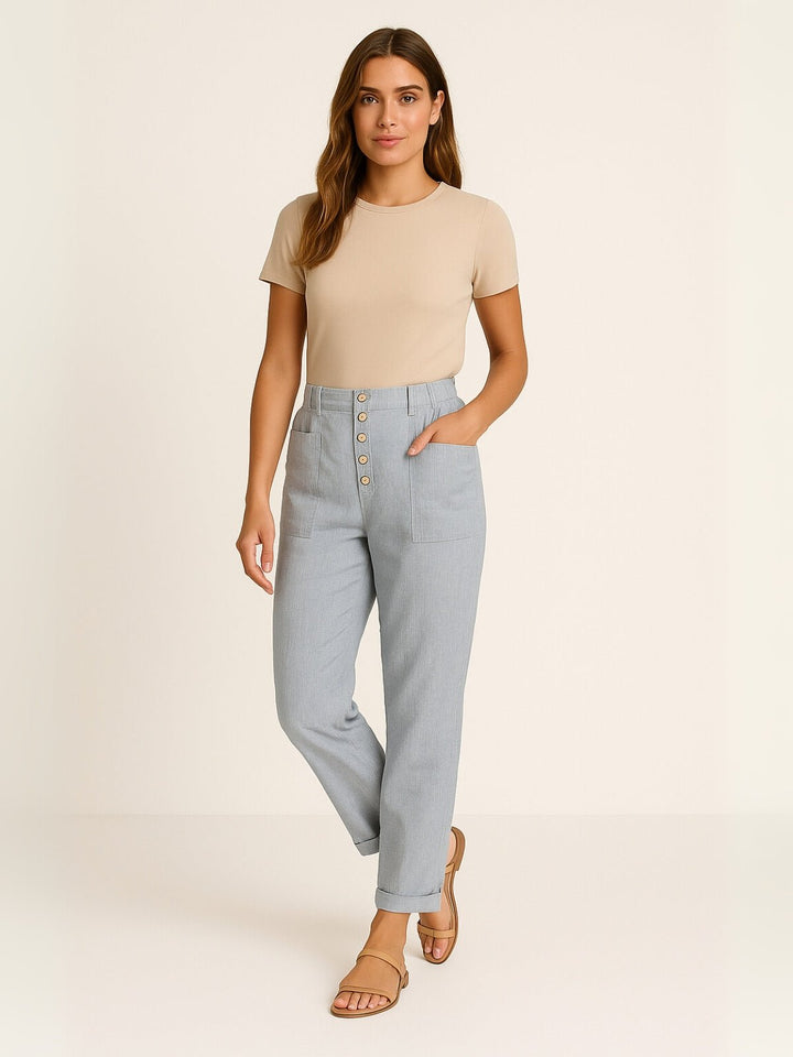 Femme portant Pantalon en lin Zelina | Pantalon en lin ajusté