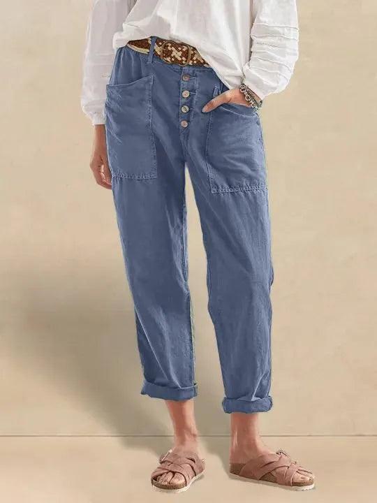 Femme portant Pantalon en lin Zelina | Pantalon en lin ajusté