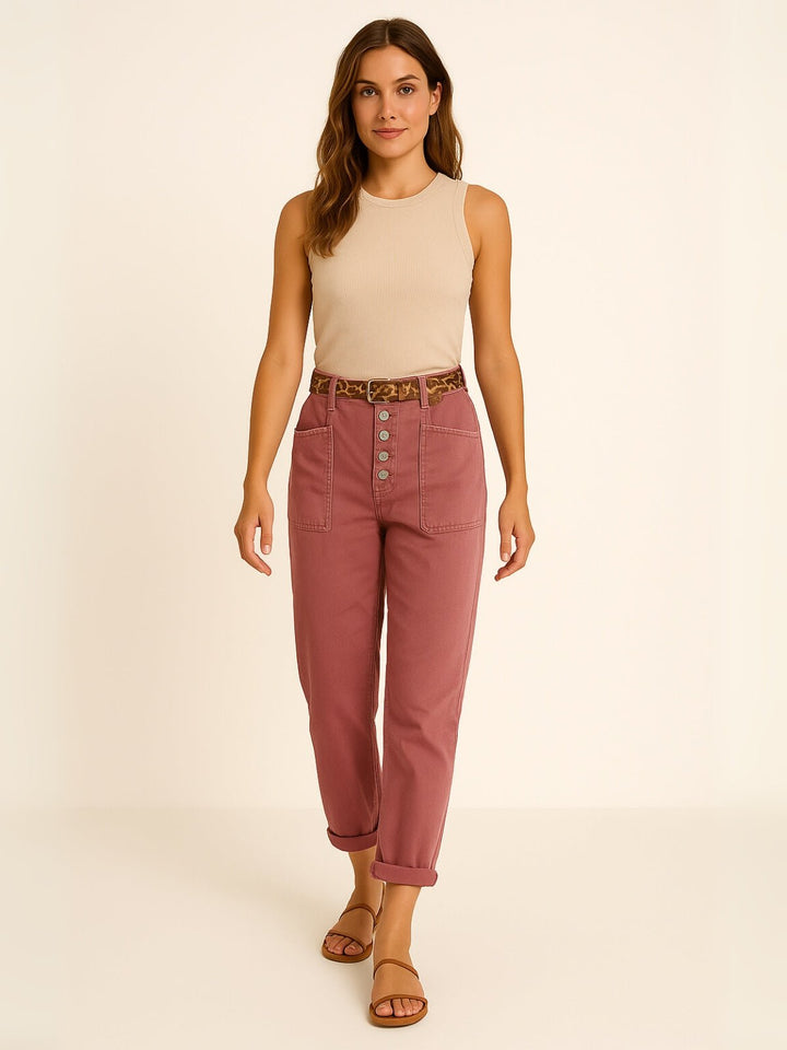 Femme portant Pantalon en lin Zelina | Pantalon en lin ajusté