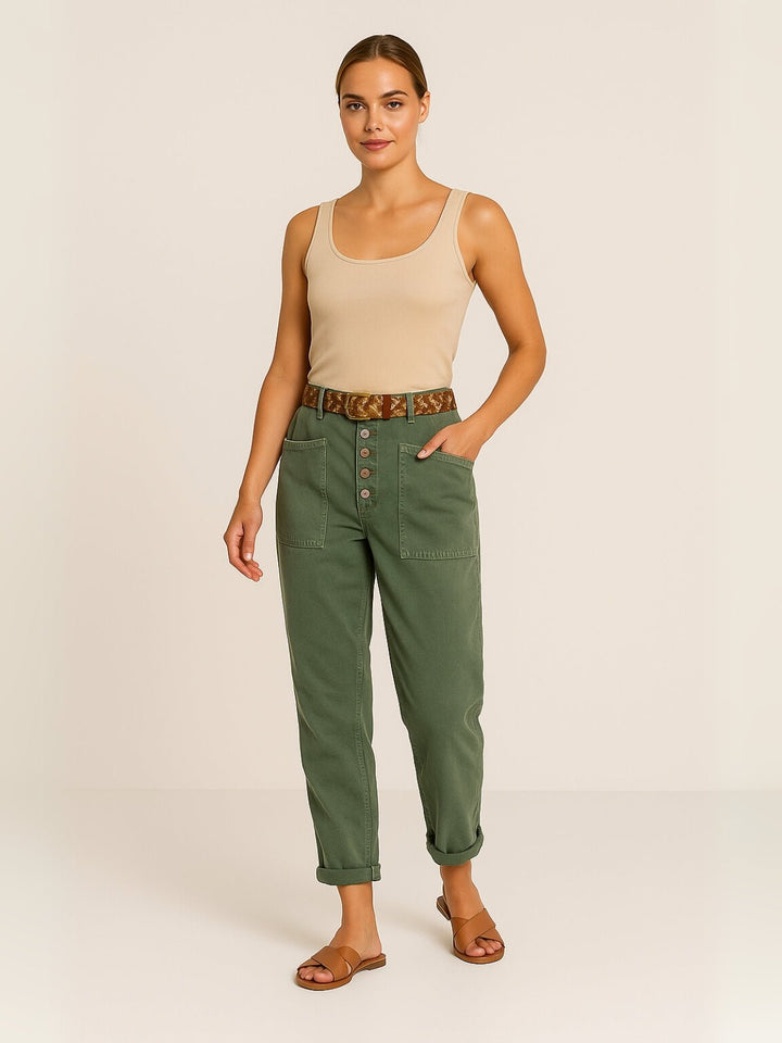 Femme portant Pantalon en lin Zelina | Pantalon en lin ajusté