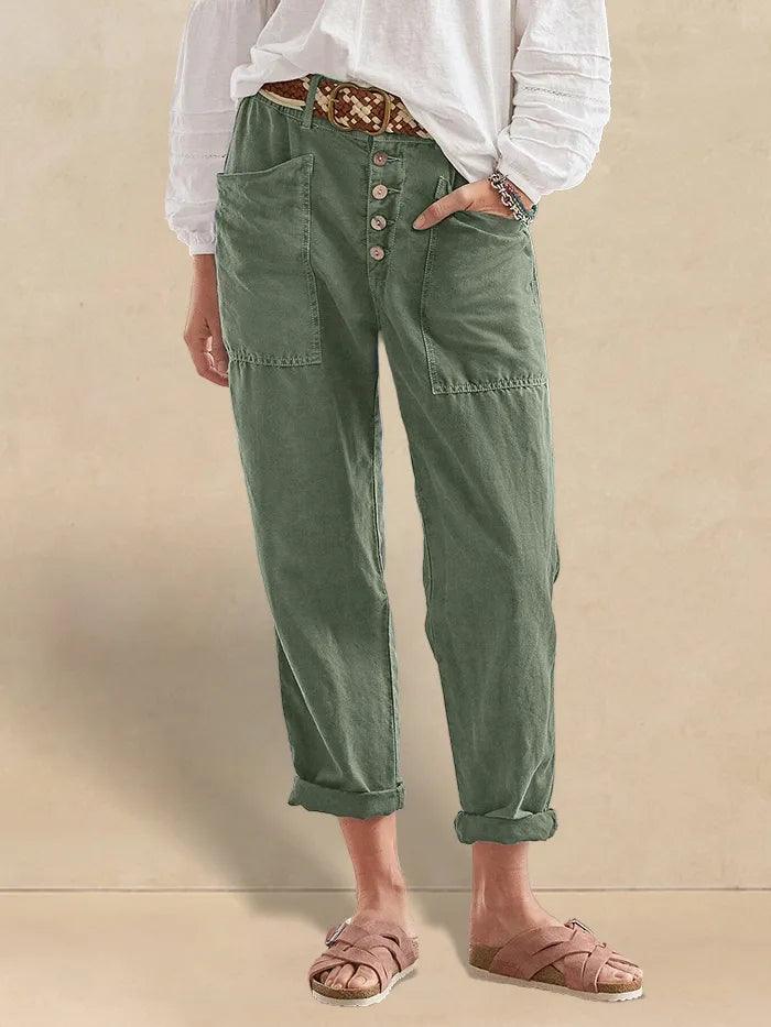 Femme portant Pantalon en lin Zelina | Pantalon en lin ajusté