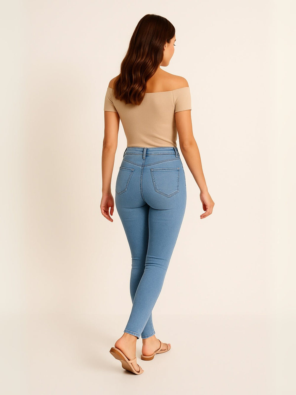 Femme portant Jean skinny Zelya | Jean skinny extensible taille haute