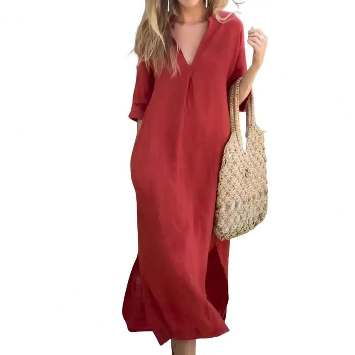 Zelyana | Robe chemise streetwear à col en V pour femme - Robes pour femme - Achetez Chez Anabelle