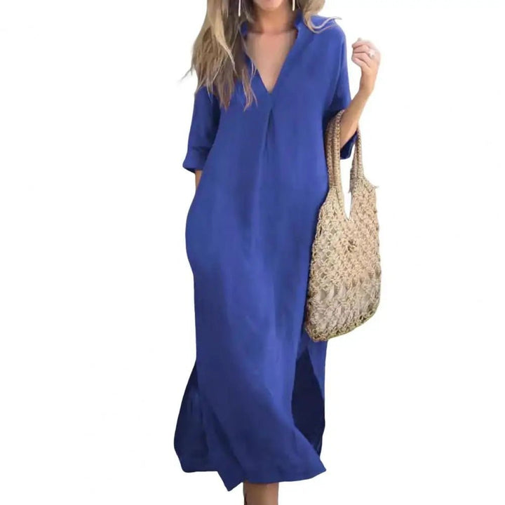 Zelyana | Robe chemise streetwear à col en V pour femme - Robes pour femme - Achetez Chez Anabelle